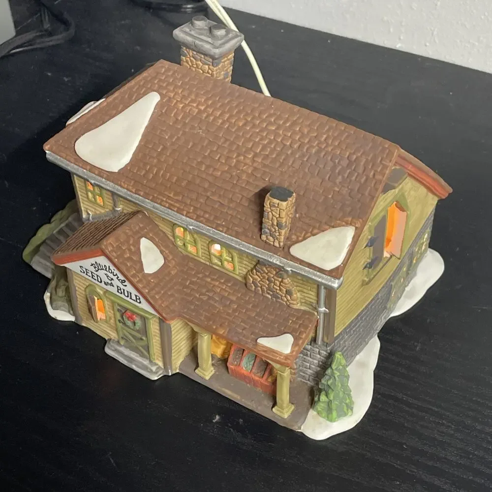 1992 Dept 56 New England Christmas Village Bluebird Seed and Bulb #56421 Works